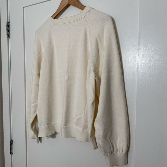 J Crew Sweater Womens Sz XL Ivory Knit Cotton Cashmere Pullover Preppy Comfort - Picture 7 of 12